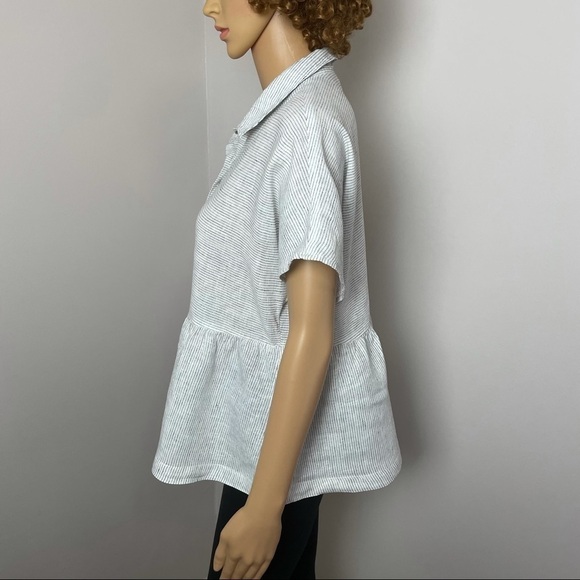 Catherine Malandrino 100% Linen Blouse – White & Black, Size M - Picture 6 of 11